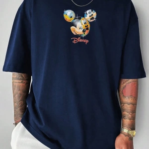Disney Disney İşbirliği Mickey Mouse Erkek Yaz Rahat Karikatür Baskılı Kısa Kollu Tişört