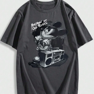 Disney Disney İşbirliği Mickey Mouse Karikatür Baskılı Kısa Kollu Tişört Erkekler İçin, Günlü