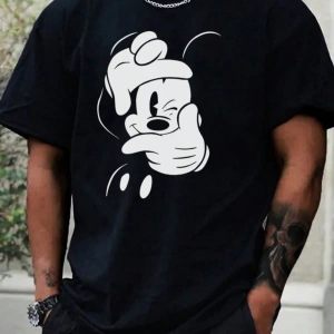 Disney Disney İşbirliği Mickey Mouse Ve Arkadaşları Erkek Rahat Karikatür Baskılı Kısa Kollu