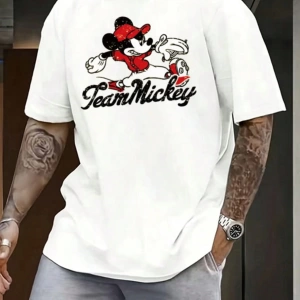 Disney Disney İşbirliği Mickey Mouse Ve Arkadaşları Erkek Rahat Karikatür Baskılı Kısa Kollu