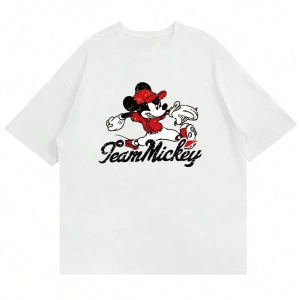 Disney Disney İşbirliği Mickey Mouse Ve Arkadaşları Erkek Rahat Karikatür Baskılı Kısa Kollu