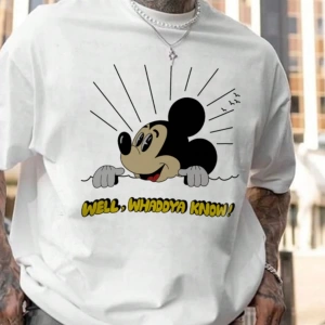 Disney Disney İşbirliği Mickey Mouse Yaz Erkek Günlük Karikatür Baskılı Kısa Kollu Tişört