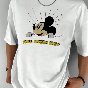 Disney Disney İşbirliği Mickey Mouse Yaz Erkek Günlük Karikatür Baskılı Kısa Kollu Tişört