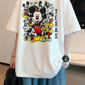 Disney Disney İşbirliği Mickey Mouse Yaz Erkek Günlük Karikatür Baskılı Kısa Kollu Tişört