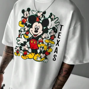 Disney Disney İşbirliği Mickey Mouse Yaz Erkek Günlük Karikatür Baskılı Kısa Kollu Tişört