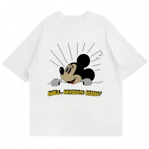 Disney Disney İşbirliği Mickey Mouse Yaz Erkek Günlük Karikatür Baskılı Kısa Kollu Tişört