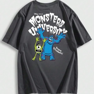 Disney Disney İşbirliği Mike Wazowski ve James P. Sullivan Karikatür Baskılı Kısa Kollu Tişör