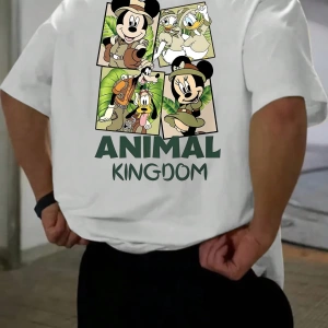 Disney Disney Mickey Mouse Collab Erkek Günlük Karikatür Baskılı Kısa Kollu Tişört, Yaz