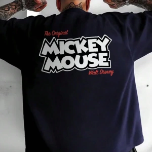 Disney Disney Mickey Mouse İşbirliği Erkek Rahat Yaz Karikatür Baskılı Kısa Kollu Tişört