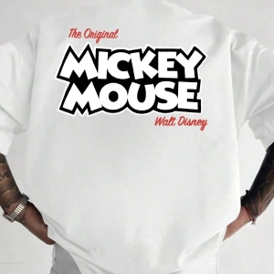Disney Disney Mickey Mouse İşbirliği Erkek Rahat Yaz Karikatür Baskılı Kısa Kollu Tişört