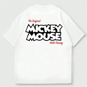 Disney Disney Mickey Mouse İşbirliği Erkek Rahat Yaz Karikatür Baskılı Kısa Kollu Tişört