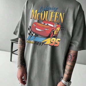 Disney Disney X Cars McQueen Erkek Günlük Karikatür Baskılı Kısa Kollu Tişört, Yaz