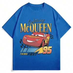 Disney Disney X Cars McQueen Erkek Günlük Karikatür Baskılı Kısa Kollu Tişört, Yaz