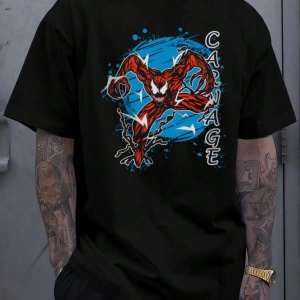 Disney Disney X Marvel Casual Erkek Karikatür Baskılı Kısa Kollu Tişört, Yaz
