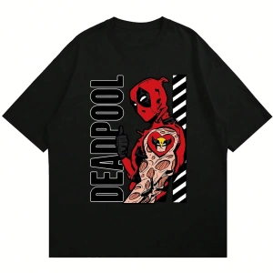Disney Disney X Marvel Deadpool & Wolverine Erkek Günlük Karikatür Baskılı Kısa Kollu Tişört,