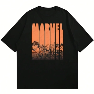 Disney Disney X Marvels The Avengers Erkek Rahat Karikatür Baskılı Kısa Kollu Tişört, Yaz