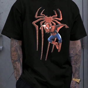 Disney Disney X Marvel SPIDER-MAN Erkek Günlük Karikatür Baskılı Kısa Kollu Tişört, Yaz