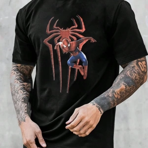 Disney Disney X Marvel SPIDER-MAN Erkek Günlük Karikatür Baskılı Kısa Kollu Tişört, Yaz