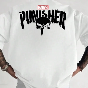 Disney Disney X Punisher Çizgi Film Baskılı Kısa Kollu Tişört, Rahat Yaz Erkek