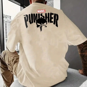 Disney Disney X Punisher Çizgi Film Baskılı Kısa Kollu Tişört, Rahat Yaz Erkek