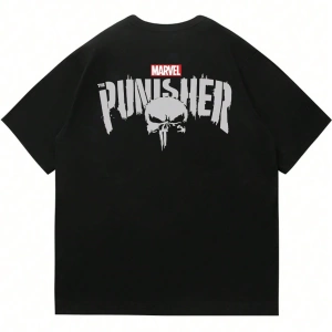 Disney Disney X Punisher Çizgi Film Baskılı Kısa Kollu Tişört, Rahat Yaz Erkek