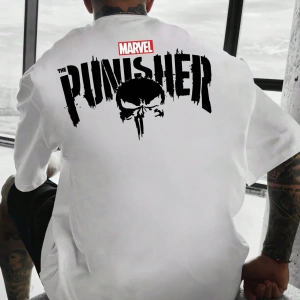 Disney Disney X Punisher Çizgi Film Baskılı Kısa Kollu Tişört, Rahat Yaz Erkek