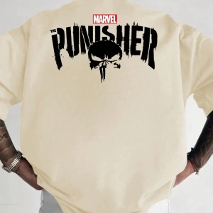Disney Disney X Punisher Çizgi Film Baskılı Kısa Kollu Tişört, Rahat Yaz Erkek