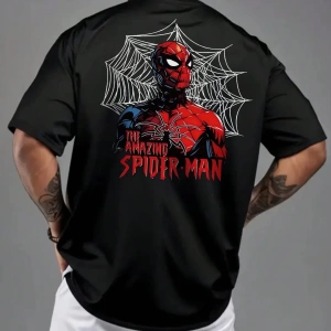 Disney Disney X Spider-Man Erkek Günlük Karikatür Baskılı Kısa Kollu Tişört, Yaz