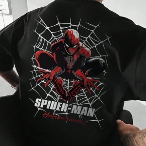 Disney Disney X Spider-Man Erkek Günlük Karikatür Baskılı Kısa Kollu Tişört, Yaz