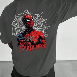 Disney Disney X Spider-Man Erkek Günlük Karikatür Baskılı Kısa Kollu Tişört, Yaz
