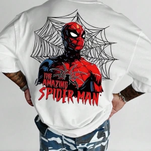 Disney Disney X Spider-Man Erkek Günlük Karikatür Baskılı Kısa Kollu Tişört, Yaz