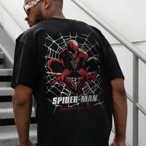 Disney Disney X Spider-Man Erkek Günlük Karikatür Baskılı Kısa Kollu Tişört, Yaz