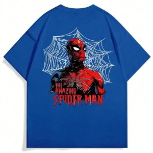 Disney Disney X Spider-Man Erkek Günlük Karikatür Baskılı Kısa Kollu Tişört, Yaz