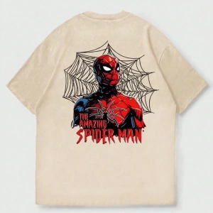 Disney Disney X Spider-Man Erkek Günlük Karikatür Baskılı Kısa Kollu Tişört, Yaz