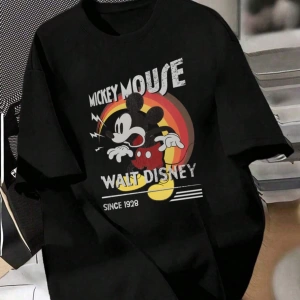 Disney Kadın Yaz Basit Sevimli Disney Çizgi Film Karakteri Baskılı Gü