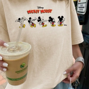 Disney  Kadın Yaz Basit Sevimli Disney Karikatür Mickey Mouse Baskılı R
