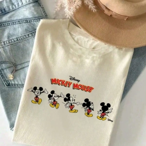 Disney  Kadın Yaz Basit Sevimli Disney Karikatür Mickey Mouse Baskılı R