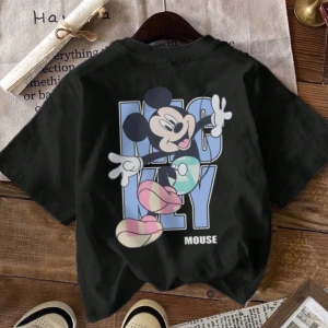 Disney Kadın Yaz Günlük Rahat Gevşek Yuvarlak Yaka Beyaz Kısa Kollu Tişört Sevimli Disne