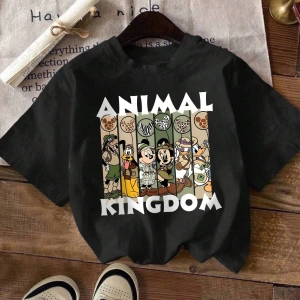 Disney Kadın Yaz Günlük Rahat Gevşek Yuvarlak Yaka Beyaz Kısa Kollu Tişört Sevimli Disne