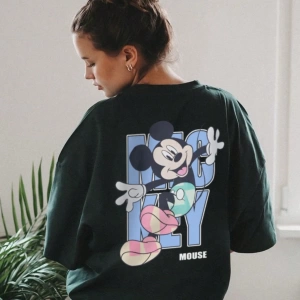 Disney Kadın Yaz Günlük Rahat Gevşek Yuvarlak Yaka Beyaz Kısa Kollu Tişört Sevimli Disne