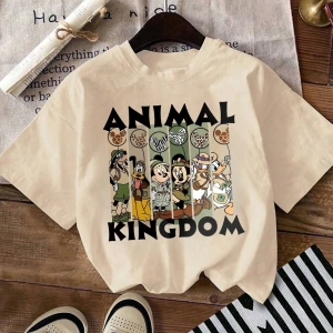 Disney Kadın Yaz Günlük Rahat Gevşek Yuvarlak Yaka Beyaz Kısa Kollu Tişört Sevimli Disne