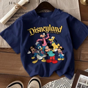 Disney Kadın Yaz Minimalist ve Sevimli Karikatür Baskılı Yuvarlak Yak