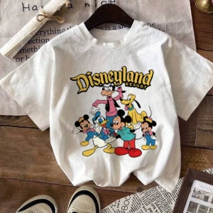 Disney Kadın Yaz Minimalist ve Sevimli Karikatür Baskılı Yuvarlak Yak