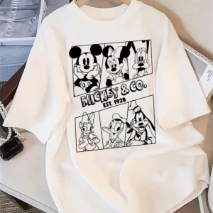 Disney Yaz Kadın Tişörtü, Basit ve Sevimli Disney Çizgi Film Karakter
