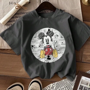 Disney Yaz Kadın Tişörtü, Basit ve Şirin Disney Çizgi Film Karakteri