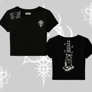 DJ Kedi Baskılı Müzik Temalı Babby Tee Tshirt