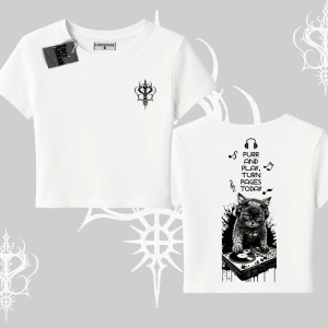 DJ Kedi Baskılı Müzik Temalı Babby Tee Tshirt