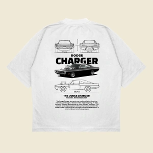 Dodge Charger Baskılı Oversize Unisex Pamuklu Nefes Alan Kalın Kumaşlı