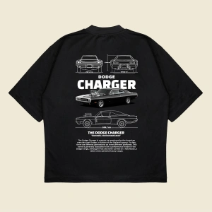 Dodge Charger Baskılı Oversize Unisex Pamuklu Nefes Alan Kalın Kumaşlı