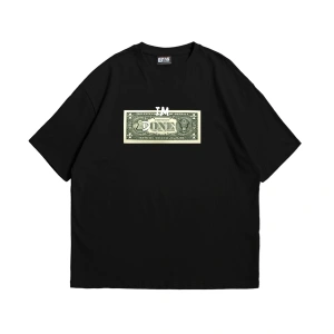 Dollar Baskılı Oversize Unisex Siyah